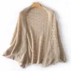 Scarves All Seasons Pure Wool Knitted Shawls For Women Hollow Out Cardigan Cape Fashion Solid Scarf Warm Soft Wollen Mantles