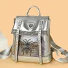 Ladies shoulder bags 4 colors creative graffiti cartoon fashion leather handbag punk wind heavy rhinestone backpack street personality rivet crossbody bag 2115#