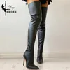 Boot Boots Matte Black Pointy Toe Thigh High Long Autumn Winter Zip OvertheKnee Party Shoes Plus Size Stiletto 231025