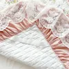 Bed Skirt 100% Cotton Elegant White Lace Ruffles Quilted Floral Pattern Mattress Cover Bedspread Pillowcase Princess Bedding Set 231026