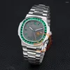 Montres-bracelets 5711/113P-001 Emerald Baguette Bezel Automatique Mens Montre Gris Texture Cadran Bracelet En Acier Inoxydable 2023 Top