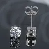 Stud Anziw Sparkle Real Moissanite Boucles d'oreilles noires Diamant 925 Argent Or Oreille Piercing Bijoux pour Femmes Hommes Cadeaux 3mm / 4mm / 5mm YQ231026