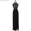 Basic Casual Dresses Black Sleeveless Lace Sexy Dress for Women 2023 High Slit Backless Cocktail Gown Party Dresses Female Elegant Long Maxi Dress T231026