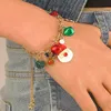 S3833 Moda Jóias Esmalte Bell Elk Snowman Snowflake Charms Pulseira Pingente de Natal Pulseiras Ajustáveis