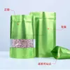 9 maten groene opstaande aluminiumfoliezak met doorzichtig venster plastic zakje met rits hersluitbare voedselopslagverpakkingszak LX2693