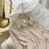 Chemisier en mousseline de soie blanc pour femmes, hauts à manches longues, mode coréenne, chemise de couleur unie, Niche ample pour femmes, printemps 2023