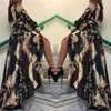 캐주얼 드레스 2021 가을 여자 Maxi Baroque 프린트 랜턴 소매 긴 버튼 붕대 붕대 우아한 드레스 슬릿 저녁 파티 Sun Dress291m