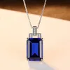 Necklaces European New Colorful Square Gem Designer Jewelry Pendant Jewelry Four Claw Set Zircon Necklace Women's Wedding Party Valentine's