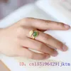 Cluster Rings Green Jade Leaf Fashion Accessories kinesiska justerbara ring ädelstenar Kvinnor Amulets smycken Natural 925 Silver Amulet