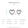 Stud BAMOER Pink Heart Earrings for Women 925 Sterling Silver Bling Zircon Stone Rainbow Amour Ear Studs Jewelry Birthday Gifts YQ231026