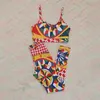 Traje de baño de una pieza con estampado de moda para mujer, mono con tirantes, Bikinis con cuello Halter de secado rápido, traje de baño de fiesta en la playa de diseñador de verano