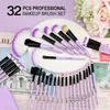 Herramientas de maquillaje 32 piezas Pinceles Púrpura Profesional de alta calidad Cabello natural Base cosmética en polvo Rubor Sombra de ojos Juego de pinceles 231025