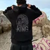 Erkek Hoodies Kış Erkek Gevşek Sweatshirt Siyah Tüy Rhinestone Hoody Erkek Sıcak Moto Ceket Katlar Kadın Unisex Külot