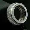 Anillos de plata con diamantes de ajuste completo de moissanita helados de Hip Hop para hombres, joyería al por mayor