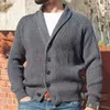 Suéteres masculinos homens tricô casaco primavera outono cor sólida fino ajuste cardigan camisola inglaterra estilo manga longa v pescoço lapela 231026