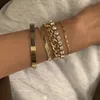 Charmarmband Fashion Uttalande Heavy Metal Bangle Armband Trendy Gold Color Copper Chain U Link Crystal Pulsera Bijoux Gift 231025