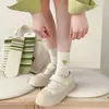Calcetines de Mujer serie verde moda rayas largo suave algodón transpirable medio tubo calcetín Harajuku Sokken Sox Calcetines Mujer