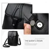 Evening Bags Simple Fashion Small Shoulder Women Retro Pu Leather Crossbody Purse Power Bank Packing Double Layer Mobile Phone Pouch