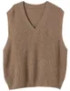 レディースベスト長いセーターベストメリノウールvネック2023秋冬の温かいノースリーブニットプルオーバー女性服