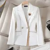 Abiti da donna Blazer S-4XL Rosa Bianco Blazer e pantaloni da donna Abito da ufficio da donna Abbigliamento da lavoro da lavoro Set da 2 pezzi Giacca e pantaloni da donna a maniche lunghe 231023