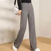 Pantalon femme motif laine jambe large pour femme 2023 printemps automne taille haute pantalon droit dames costume Harajuku Z129