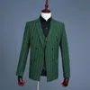 Costumes pour hommes Blazers vert Boutique rayure robe de mariée costume trois pièces mâle formel affaires Plaid décontracté veste gilet 2768