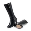 Boots Winter Footwear Genuine Leather Womens Fashion Chain Wool Warm Women High Heel Riding Shoes 231025