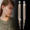 Charme SINLEERY Mix Styles Long Gland accessoires de mariage Couleur Or Jaune Pleine Zircone Boucles D'oreilles De Mariée Pour Femmes Bijoux ES011 231025