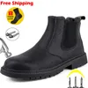 ブーツ防水作業セーフティブーツメンレザーブーツ不安定な男性ワークシューズメン冬のブーツ安全靴