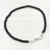 MG0138 Whole Black Onyx Anklet Handamde天然石マラビーズアンクレット4 mmミニジェムストーンジュエリー230l