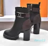Winter True Belt Buckle Ankle Boots Black Thick Bootstrap