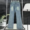 Geborduurd patroon wijd uitlopende broek designer jeans voor vrouwen hoge taille ontwerp denim pant girl lady street style Jean