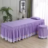 Ensembles de literie Salon de beauté 2 pièces ensemble jupe de lit taie d'oreiller SPA housse de table de massage respectueuse de la peau jupe de lit Colchas avec trou 31 styles 231026