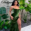 Casual Dresses Dulzura Solid Lace Up Women Strap Velvet Maxi Dress Side Slit Backless Bodycon Sexy Streetwear Party Club Evening E190Y