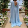 Schlichtes, elegantes Abendkleid für die Brautmutter, Chiffon, Party, Hofschleppe mit Falten, formelles Abendkleid mit V-Ausschnitt und Cape-Ärmeln