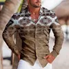 Men's Casual Shirts Spring Fashion Long Sleeve For Men Oversized Shirt Chaos Print Button Top Clothes Holiday High Quality