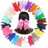 Cheerleading 20pcs 7" Girls Solid Ribbon Grosgrain Hair Bows clip With Elastic hair ties bobbles Accessories HD35 231025