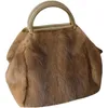 Autumn Winter Trendy Warm Autumn and Winter New Product Fur Bag Women's Mink Hair Styled Handbag Trapezoidal Hand Loop Real Fur Women's Bag Large Capacity Y488T