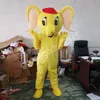 Costumes de mascotte d'éléphant jaune de haute qualité Halloween Robe de fête de la fête de dessin animé Carnival Noël publicitaire