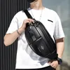 Factory wholesale mens shoulder bags outdoor sports casual leather backpacks daily Joker black fashion chest bag street trend multi-layer men backpack 6600#