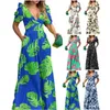 Plus Size Dresses V-Neck Dress Women's Spring Summer Print Multicolor Tube Top Sexig Hög midja Loose Party234Q