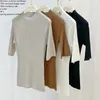 Camisetas tejidas para mujer Naizaiga Mulberry seda fina de punto versión coreana suéter delgado sólido con cuello en O suéter de lana peinada para mujer JSNH4 231023