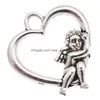 Charms 100 pçs / lote antigo sier banhado anjo asas cupido amor coração pingente pulseiras colar jóias fazendo artesanato diy 20x18mm gota de dhbkx