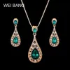 Earrings & Necklace 2021 Fashion Gold Color Jewelry Dubai Bride Wedding Quality Green Rhinestone Jewlery Set Drop2433