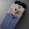 Мужские свитера с большой молнией, полуводолазка, мужская одежда, осенне-зимняя повседневная толстая теплая пуловер из 100% козьего кашемира Q231026