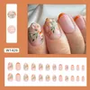 Faux ongles français manucure automne fleurs ongles conseils détachables longs ovales presse sur les femmes