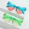 Sunglasses Thin Peach Heart Love Jelly Color Frameless Shaped One Piece Glasses Candy Eyes