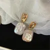 Dangle Earrings Natural Square Baroque Pearl Drop Personality誇張された気質ビンテージハイグレードトレンディな高級ジュエリーギフト