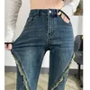 Damesjeans 2023 zomer hoge taille vintage potlood stretch rechte enkellange broek denim vrouw