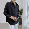 Мужские повседневные рубашки Chemise Homme черный/белый осенний свободный передний карман с длинным рукавом для мужской одежды 2024 платье-смокинг для выпускного вечера распродажа